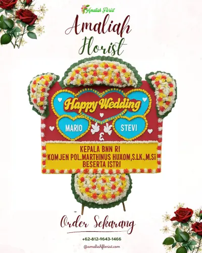 Karangan Papan Bunga Pernikahan di Cipamingkis